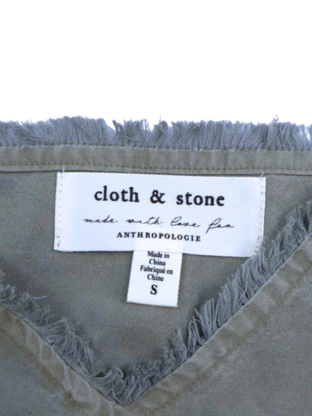 Cloth & Stone Sage Green Frayed Trim Tank Anthropologie Size S - Picture 3 of 7